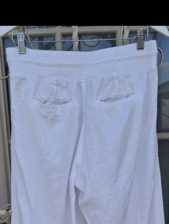 Athleta Cabo Linen Wide Leg Pull-On White Comfy Pants Style 447244  Women Size 6 - Picture 7 of 16